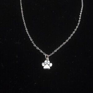 Sterling Silver Dog Paw Necklace 925 | 19” Chain | Spring Ring Clasp